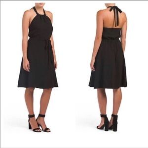 NWT Theory Nayline R Crepe Tie-Waist High-Low Halter Dress in Black Size 4
